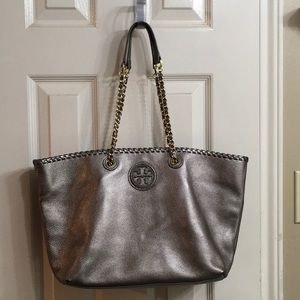 Tory Burch Platinum Marin East-West Tote Bag